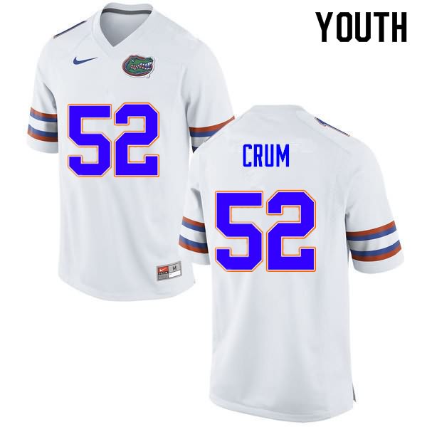 NCAA Florida Gators Quaylin Crum Youth #52 Nike White Stitched Authentic College Football Jersey UDI3564CA